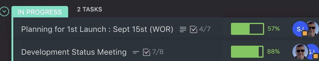 Progress per subtasks or todo
